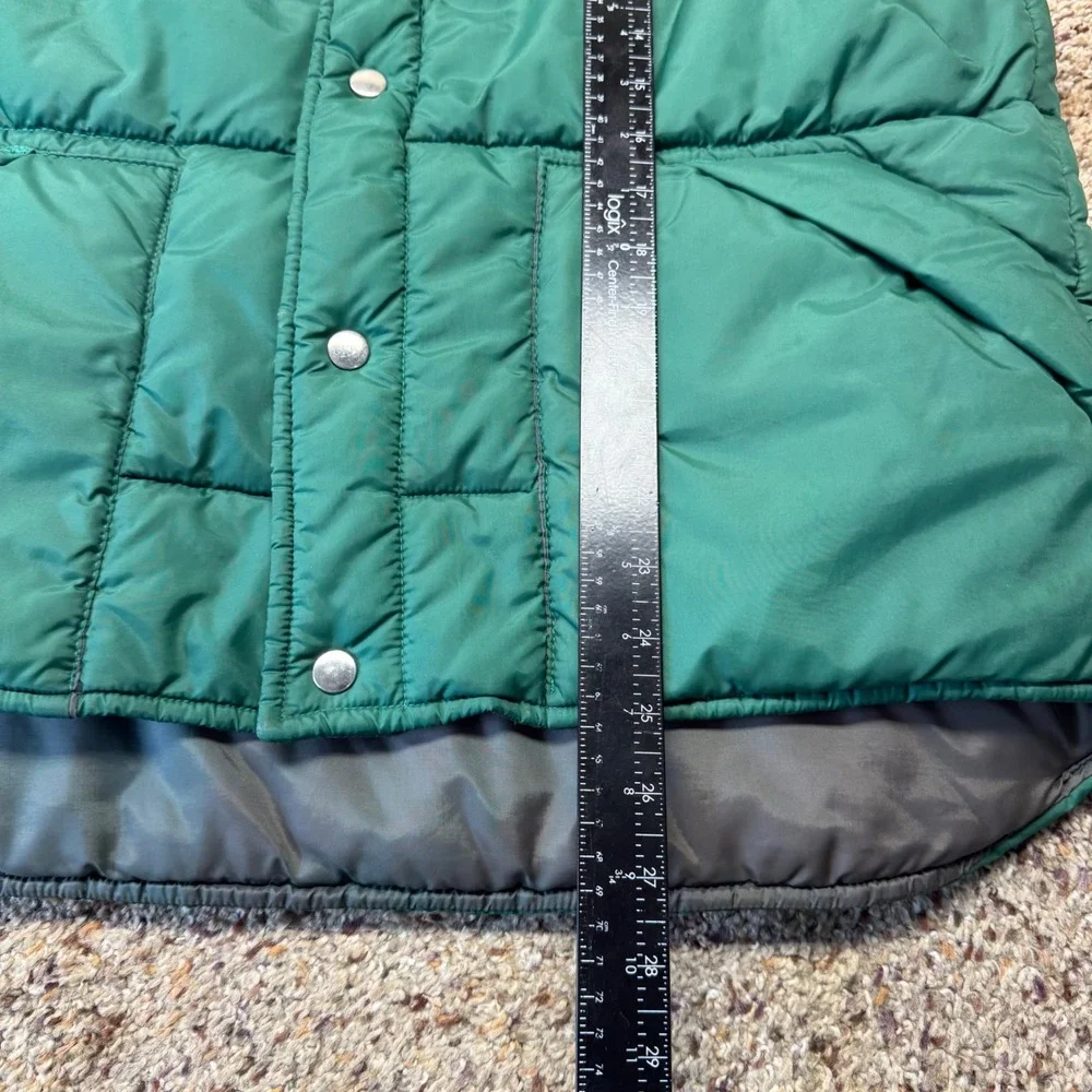 Vintage JCPenney Mens Green Puffer Vest Quilted Snap Front Large